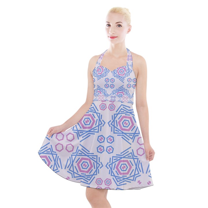 Abstract pattern geometric backgrounds   Halter Party Swing Dress 