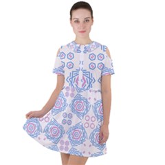 Abstract Pattern Geometric Backgrounds   Short Sleeve Shoulder Cut Out Dress  by Eskimos