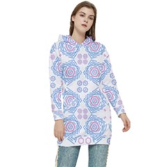 Abstract Pattern Geometric Backgrounds   Women s Long Oversized Pullover Hoodie by Eskimos