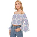 Abstract pattern geometric backgrounds   Off Shoulder Flutter Bell Sleeve Top View2