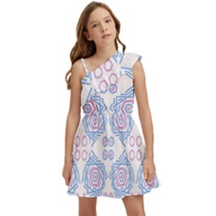 Abstract Pattern Geometric Backgrounds   Kids  One Shoulder Party Dress