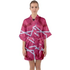 Abstract Pattern Geometric Backgrounds   Half Sleeve Satin Kimono  by Eskimos