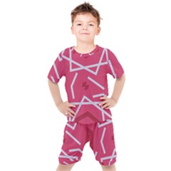 Abstract Pattern Geometric Backgrounds   Kids  Tee And Shorts Set by Eskimos