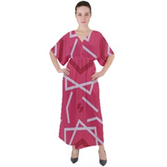 Abstract Pattern Geometric Backgrounds   V-neck Boho Style Maxi Dress by Eskimos