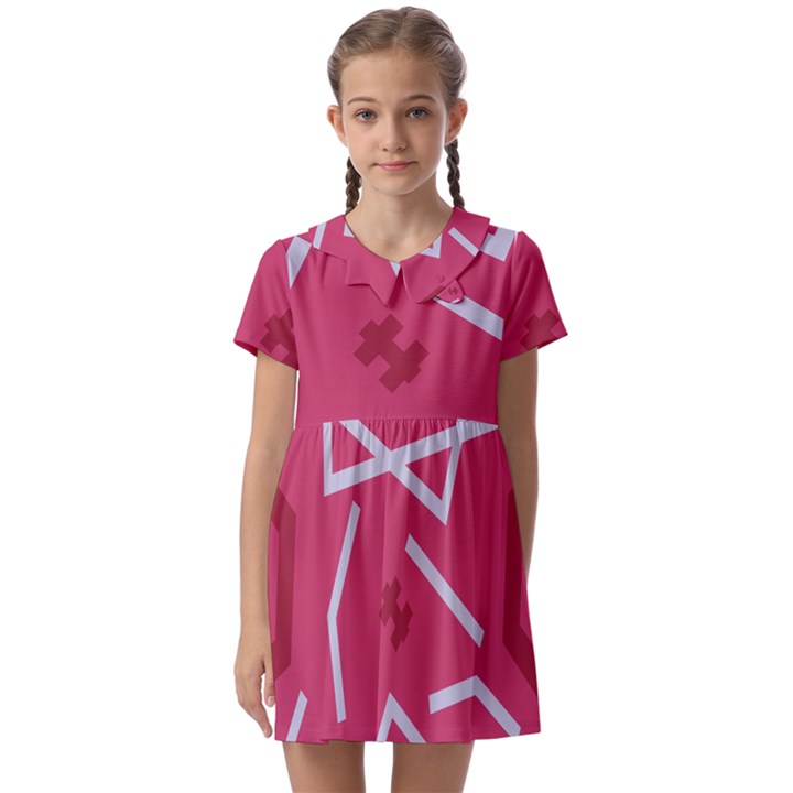 Abstract pattern geometric backgrounds   Kids  Asymmetric Collar Dress