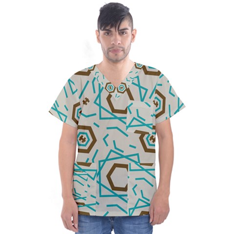 Abstract Pattern Geometric Backgrounds   Men s V-neck Scrub Top by Eskimos