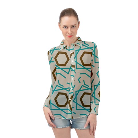 Abstract Pattern Geometric Backgrounds   Long Sleeve Chiffon Shirt by Eskimos