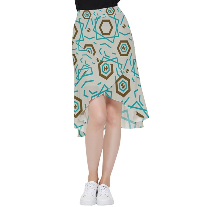 Abstract pattern geometric backgrounds   Frill Hi Low Chiffon Skirt