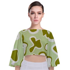 Abstract Pattern Geometric Backgrounds   Tie Back Butterfly Sleeve Chiffon Top by Eskimos