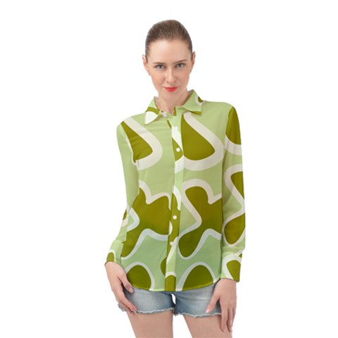 Abstract Pattern Geometric Backgrounds   Long Sleeve Chiffon Shirt by Eskimos