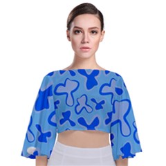 Abstract Pattern Geometric Backgrounds   Tie Back Butterfly Sleeve Chiffon Top by Eskimos