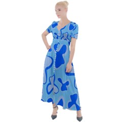 Abstract Pattern Geometric Backgrounds   Button Up Short Sleeve Maxi Dress by Eskimos