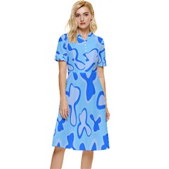 Abstract Pattern Geometric Backgrounds   Button Top Knee Length Dress