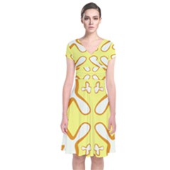 Abstract Pattern Geometric Backgrounds   Short Sleeve Front Wrap Dress by Eskimos