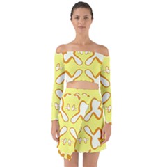 Abstract Pattern Geometric Backgrounds   Off Shoulder Top With Skirt Set by Eskimos