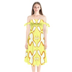 Abstract Pattern Geometric Backgrounds   Shoulder Tie Bardot Midi Dress by Eskimos