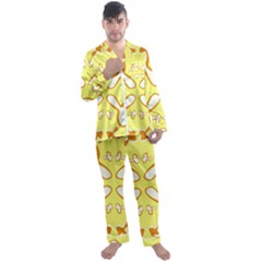 Abstract Pattern Geometric Backgrounds   Men s Long Sleeve Satin Pajamas Set by Eskimos