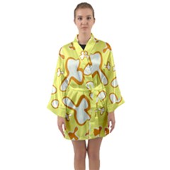 Abstract Pattern Geometric Backgrounds   Long Sleeve Satin Kimono