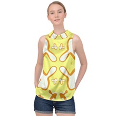 Abstract Pattern Geometric Backgrounds   High Neck Satin Top by Eskimos