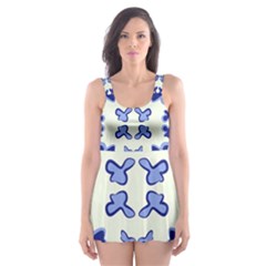 Abstract Pattern Geometric Backgrounds   Skater Dress Swimsuit by Eskimos