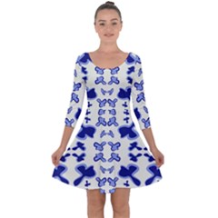 Abstract Pattern Geometric Backgrounds   Quarter Sleeve Skater Dress by Eskimos