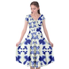 Abstract Pattern Geometric Backgrounds   Cap Sleeve Wrap Front Dress by Eskimos