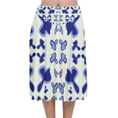 Abstract Pattern Geometric Backgrounds   Velvet Flared Midi Skirt by Eskimos