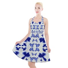 Abstract Pattern Geometric Backgrounds   Halter Party Swing Dress  by Eskimos