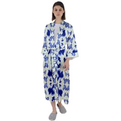 Abstract Pattern Geometric Backgrounds   Maxi Satin Kimono by Eskimos