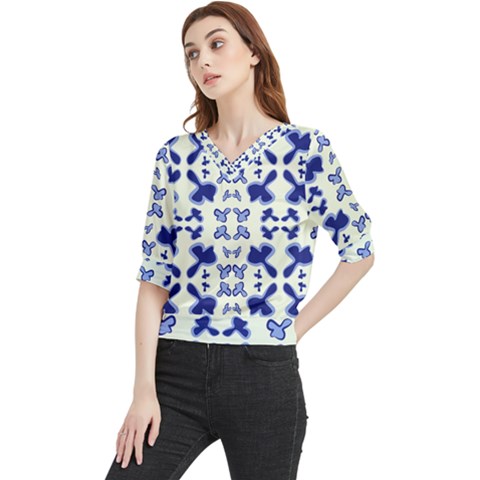 Abstract Pattern Geometric Backgrounds   Quarter Sleeve Blouse by Eskimos