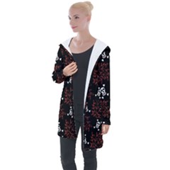 Red Skulls Longline Hooded Cardigan by Sparkle