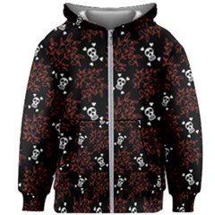 Red Skulls Kids  Zipper Hoodie Without Drawstring by Sparkle