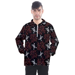 Red Skulls Men s Half Zip Pullover by Sparkle