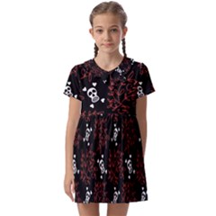 Red Skulls Kids  Asymmetric Collar Dress