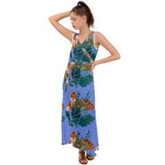 Nature King V-neck Chiffon Maxi Dress by Sparkle