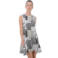 Abstract Pattern Frill Swing Dress by Sparkle