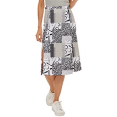 Abstract Pattern Midi Panel Skirt