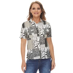 Abstract Pattern Women s Short Sleeve Double Pocket Shirt