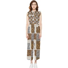 Animal Skin Pattern Women s Frill Top Chiffon Jumpsuit by Sparkle