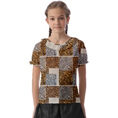 Animal Skin Pattern Kids  Frill Chiffon Blouse