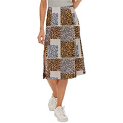 Animal Skin Pattern Midi Panel Skirt