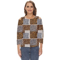 Animal Skin Pattern Cut Out Wide Sleeve Top