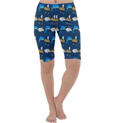 Dolphins Bees Pattern Cropped Leggings  by Sparkle