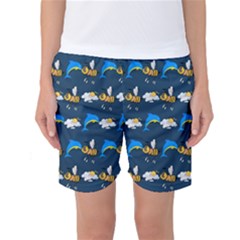 Dolphins Bees Pattern Women s Basketball Shorts by Sparkle