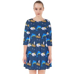 Dolphins Bees Pattern Smock Dress by Sparkle