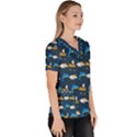 Dolphins Bees Pattern Women s V-Neck Scrub Top View3