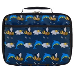 Dolphins Bees Pattern Full Print Lunch Bag by Sparkle