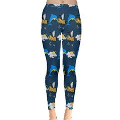 Dolphins Bees Pattern Inside Out Leggings by Sparkle