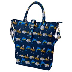 Dolphins Bees Pattern Buckle Top Tote Bag by Sparkle