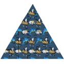 Dolphins Bees Pattern Wooden Puzzle Triangle View1